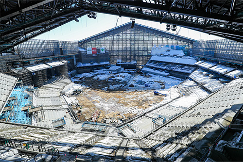 ホーム側からみた建設中のレストラン イメージ