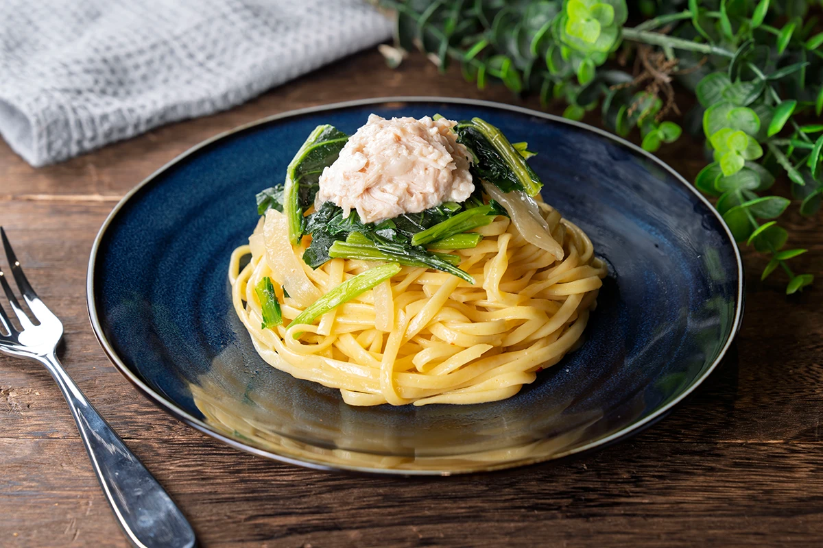 桜姫®と小松菜のペペロンチーノ