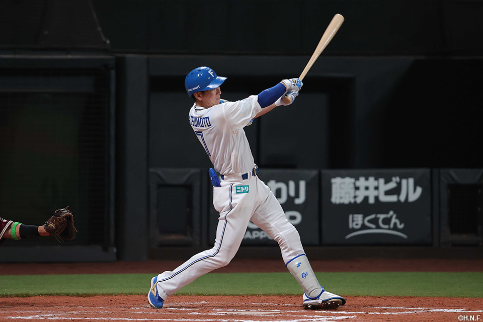 6回裏、二塁打を放つ松本剛選手01