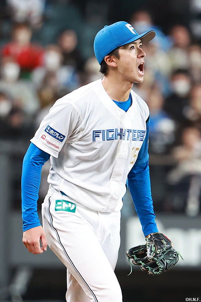 4回表、ピンチを切り抜けた上沢投手