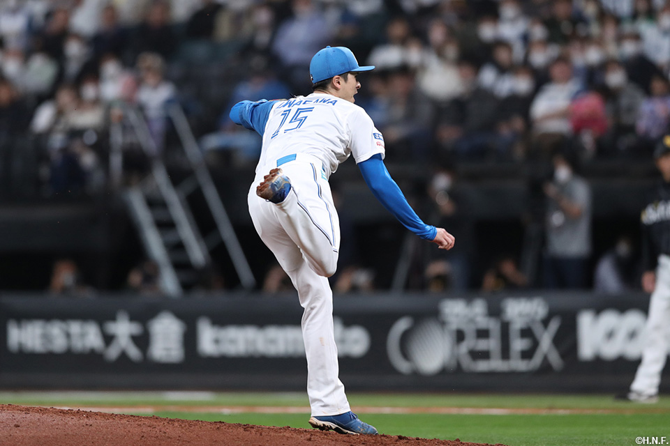 7回表のピンチを抑えた上沢投手