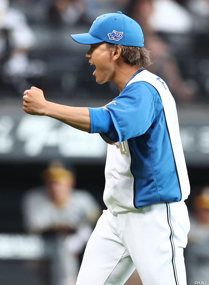 5回表、満塁のピンチを抑えた福田投手