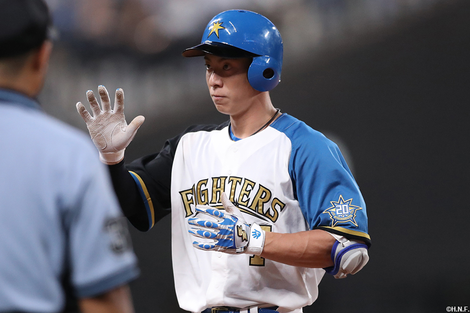 5回裏、適時打を放った松本剛選手