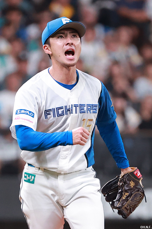 4回表のピンチを三振で抑えた上沢投手02