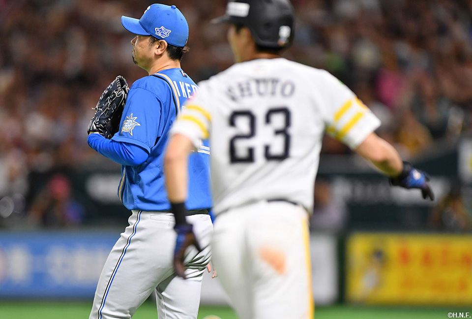 8回、三番手の池田投手