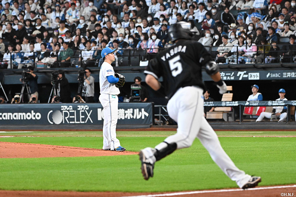 5回表、先制弾をあびた金村投手