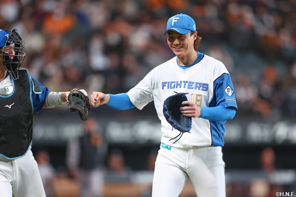 5回表、ピンチを抑えた山﨑福投手