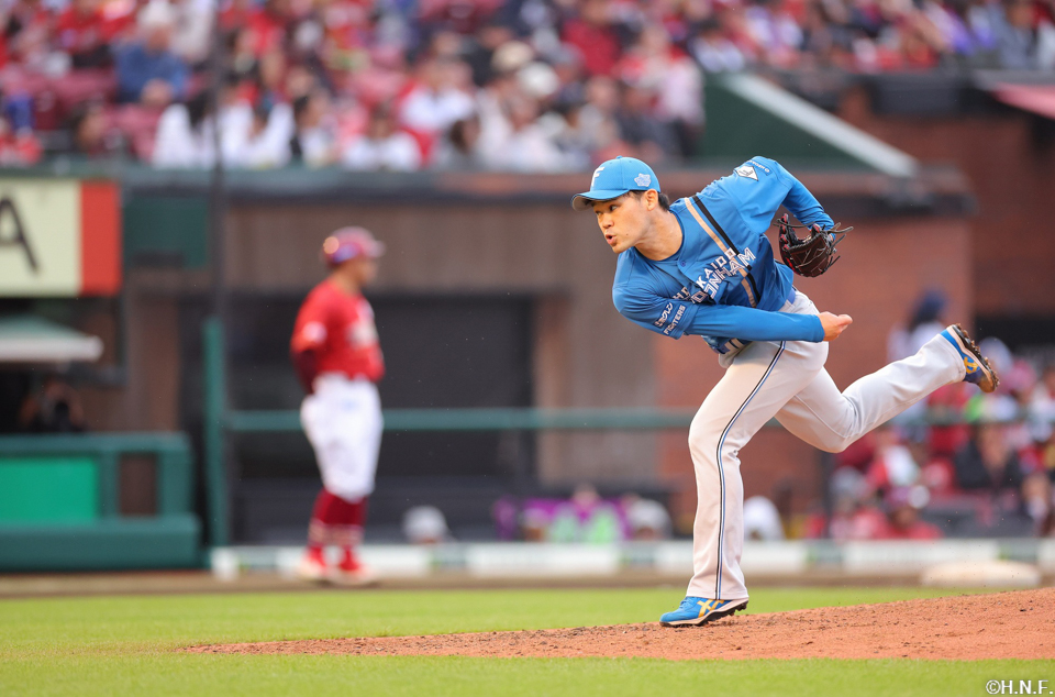 6回、三番手の福谷投手