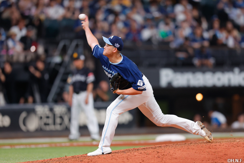 8回、三番手の齋藤投手