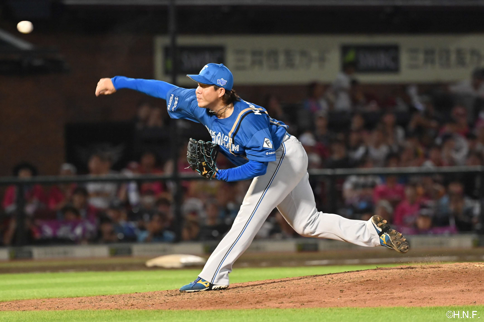 8回、三番手の金村投手