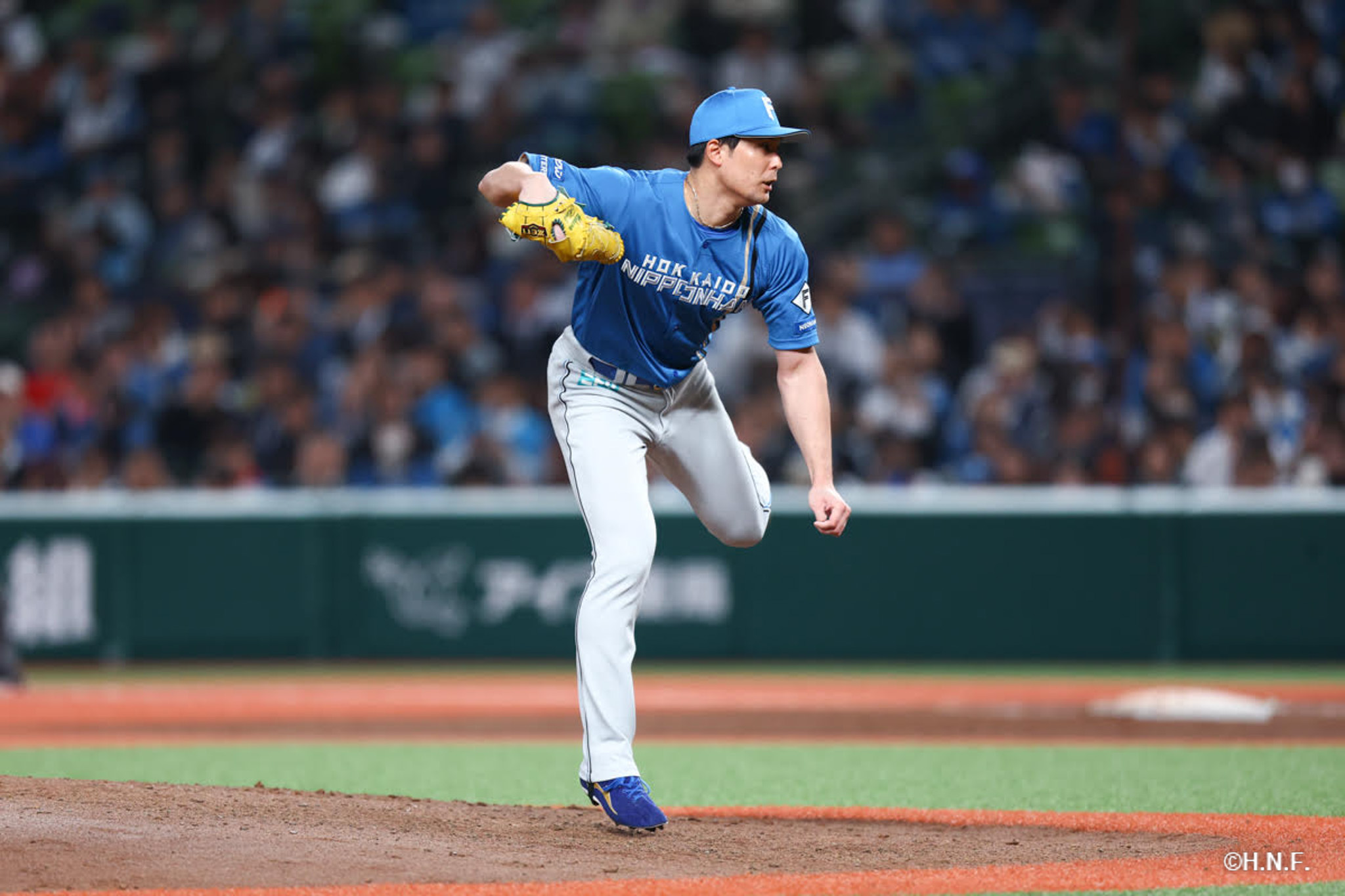8回裏、上原投手