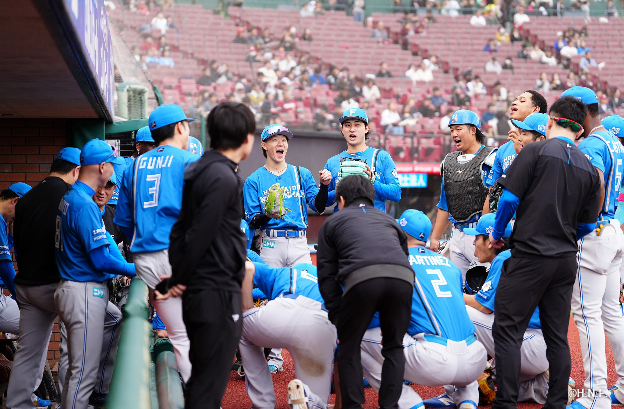試合前の選手たち