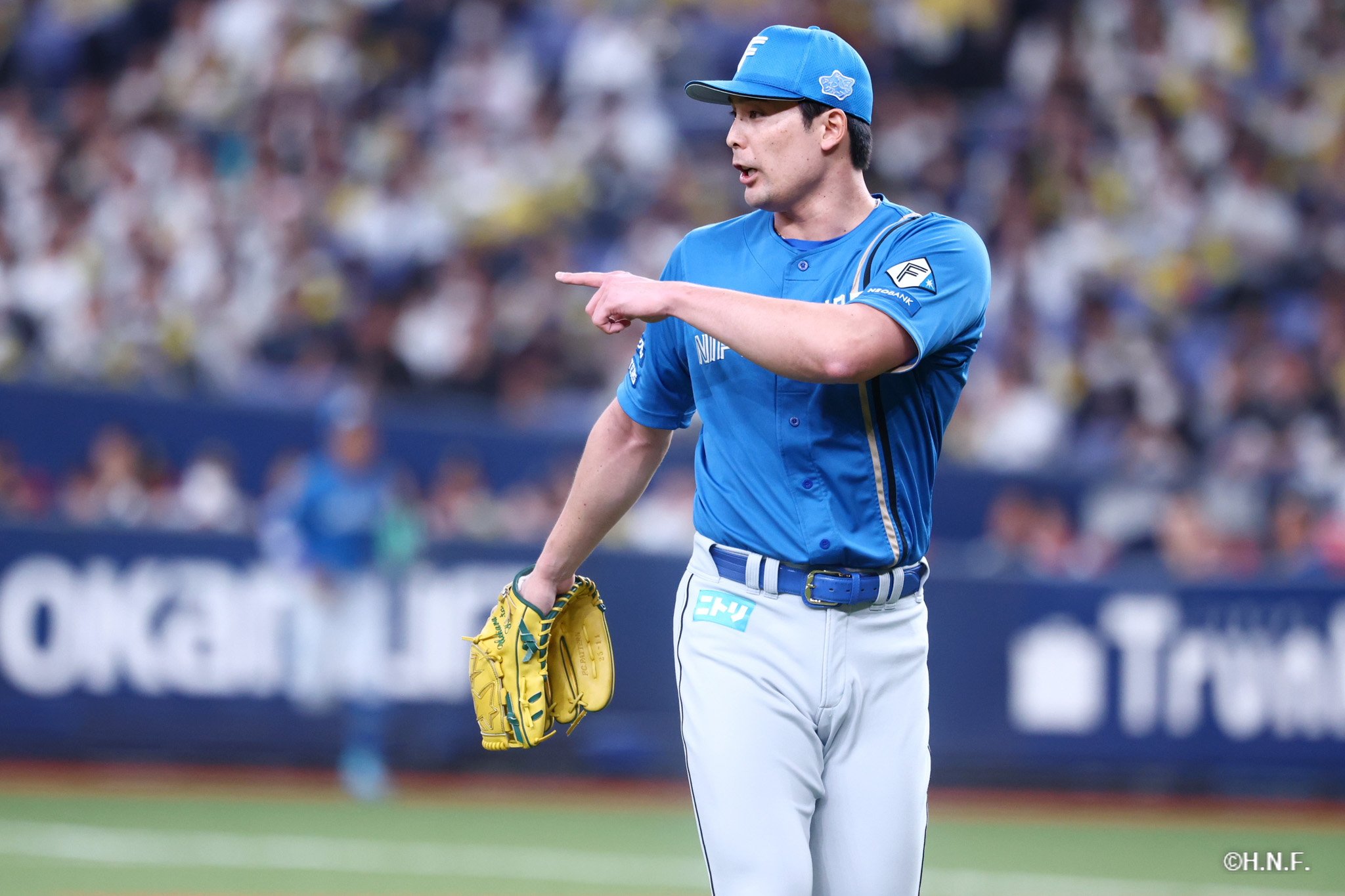 7回裏、上原投手