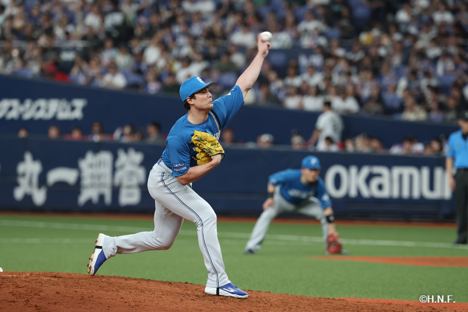 6回裏、上原投手