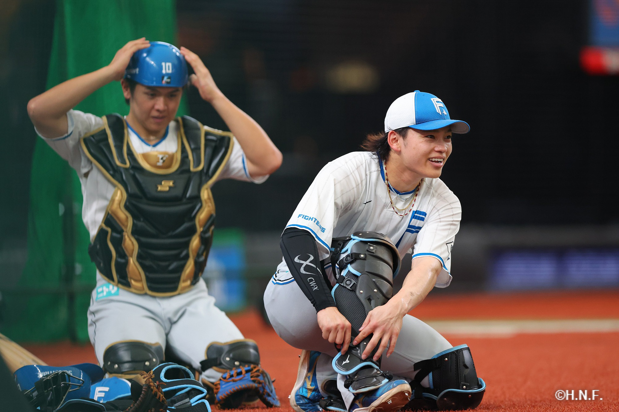 試合前の田宮選手、清水優選手
