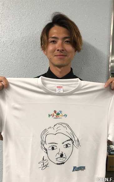 上沢直之投手の似顔絵