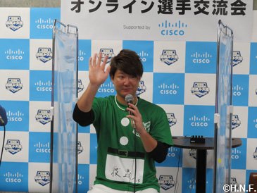 えりも町と交流する渡邊選手