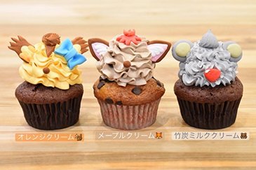 3種類のマスコットカップケーキ