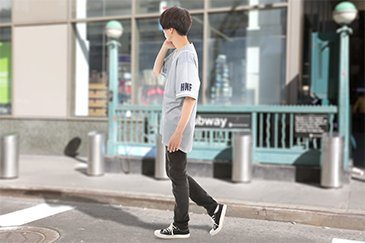 ベースボールシャツ　着用イメージ