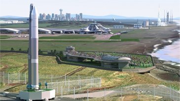 北海道大樹町にある「北海道スペースポート」未来予想図