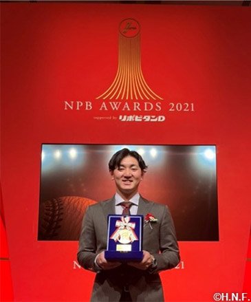 表彰式の立野投手