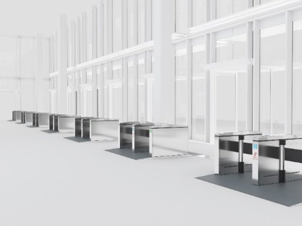 エントランスに設置されたフラッパーゲート「ランドゲート」