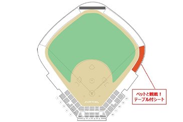 ペットと観戦!テーブル付シートの位置