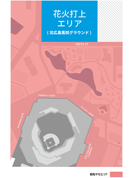 花火打上場所と観覧不可エリア