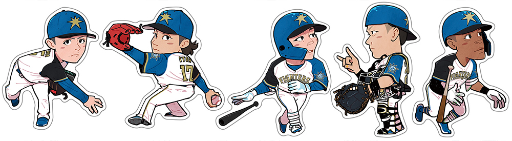 選手イラストステッカー