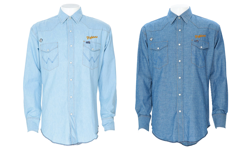 FIGHTERS×Wrangler シャンブレーシャツ(ブルー/ダークブルー)