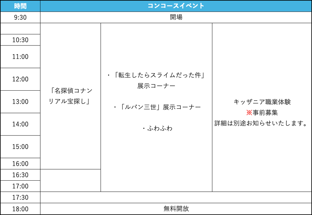 5月5日タイムスケジュール コンコースイベント