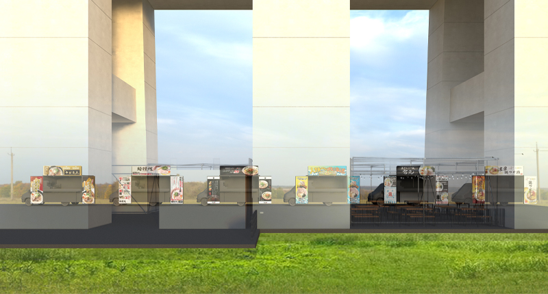 「七つ星横丁」奥の屋外テラス