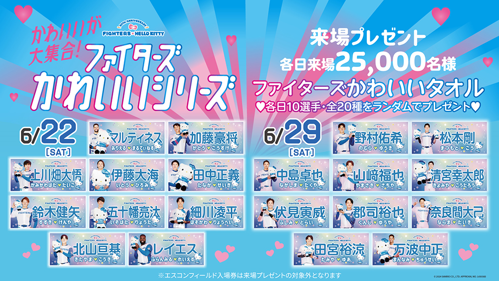 北海道日本ハムファイターズ 細川凌平 かわいいタオル キティ 北海道日本ハムファイターズ 細川凌平 かわいいタオル キティ