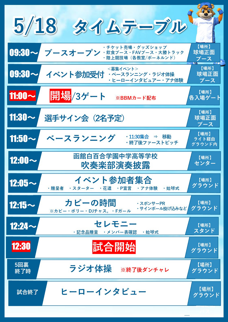 タイムテーブル 5月18日(日)