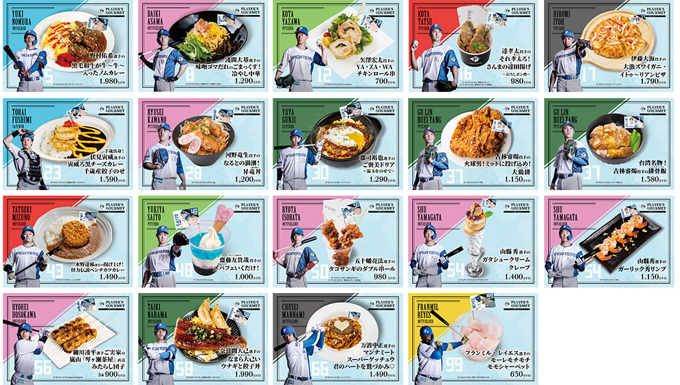 第二弾選手グルメ一覧