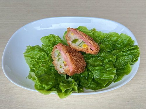 北海道産のアスパラを使用したクリーミーハムカツ