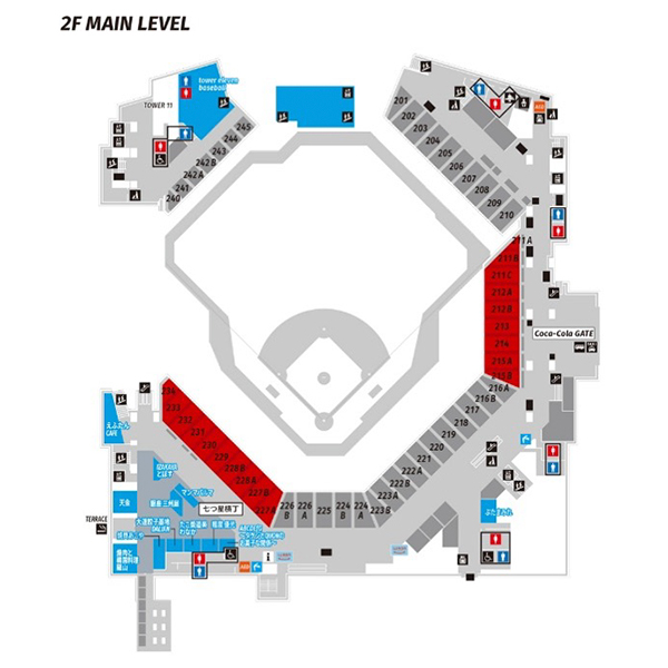 2F MAIN LEVEL Sec.211A～Sec.215B／Sec.227B～Sec.234