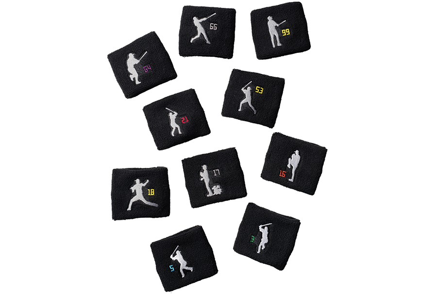 選手シルエット刺繍リストバンド一覧