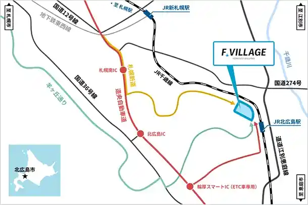 Fビレッジへの地図