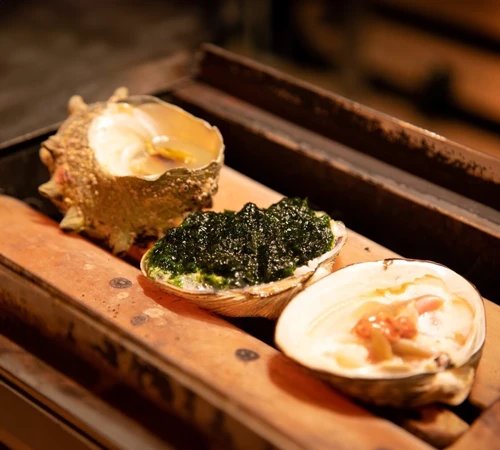 焼貝あこやのおまかせ焼貝盛り合わせ